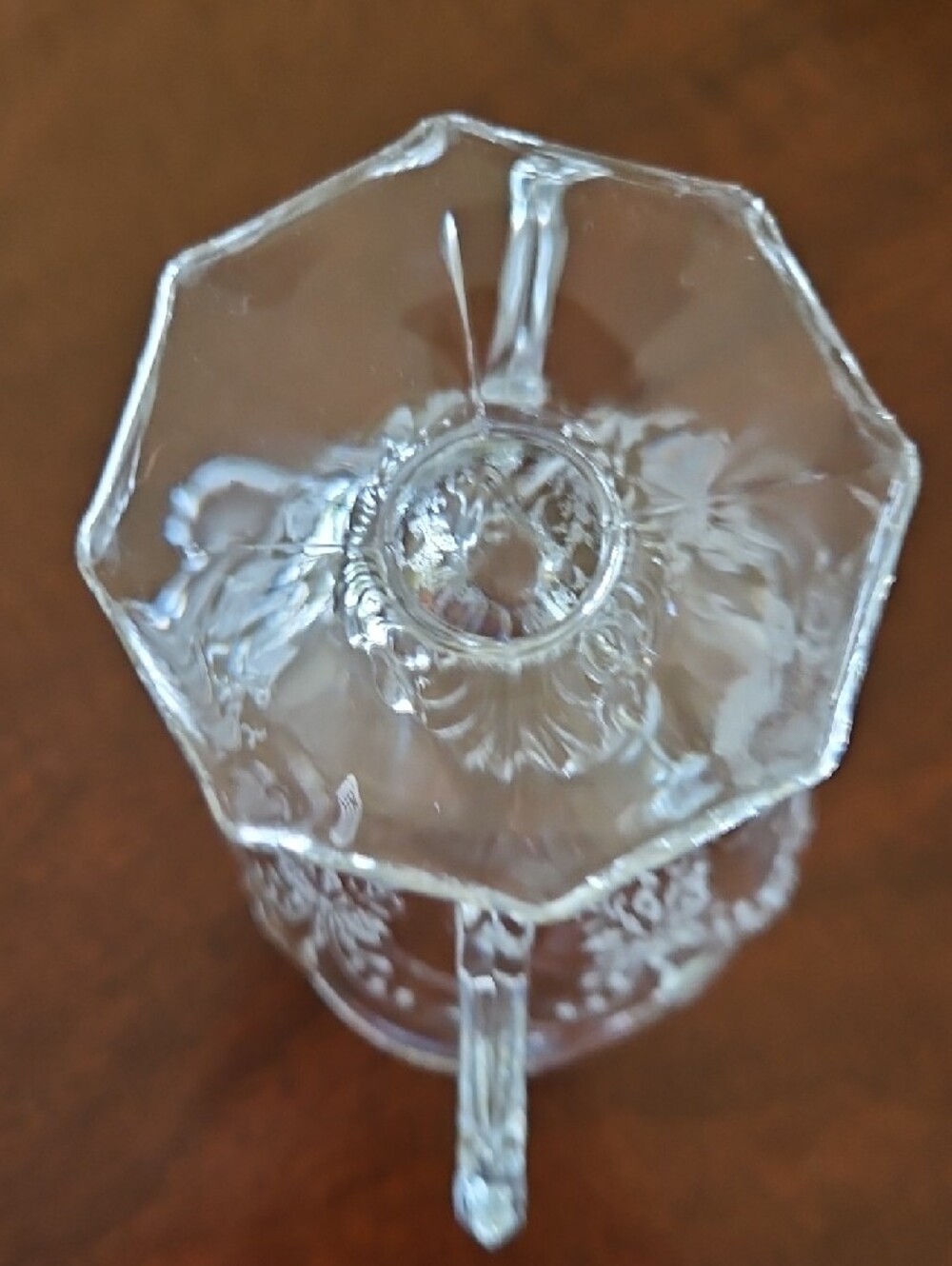 VTG Heisey Etched Orchid Double-Handled Glass Sugar Bowl - Picture 5 of 6